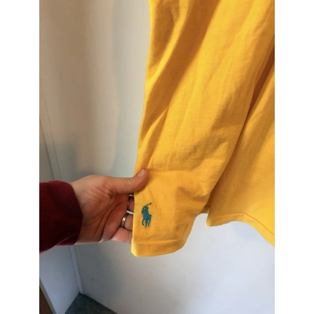 Polo Ralph‎ Lauren T Shirt 2XB Yellow Big Logo Graphic Y2K Streetwear Tee